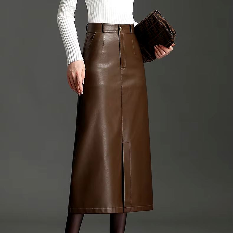 Colette Leather Midi Skirt