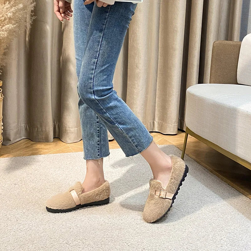 Mary Jane Plush Slide Shoes