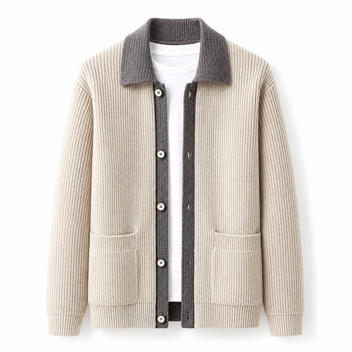 Amari Dual-Tone Ribbed Cardigan