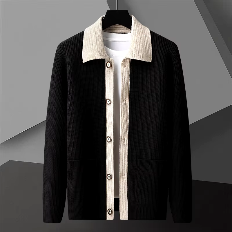 Amari Dual-Tone Ribbed Cardigan