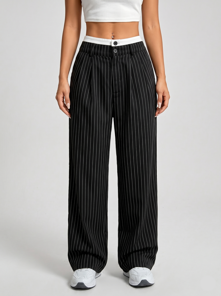 Mira Striped Wide-Leg Pant