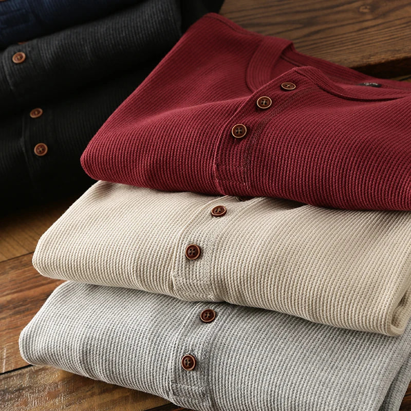 Waffle Knit Henley Tee
