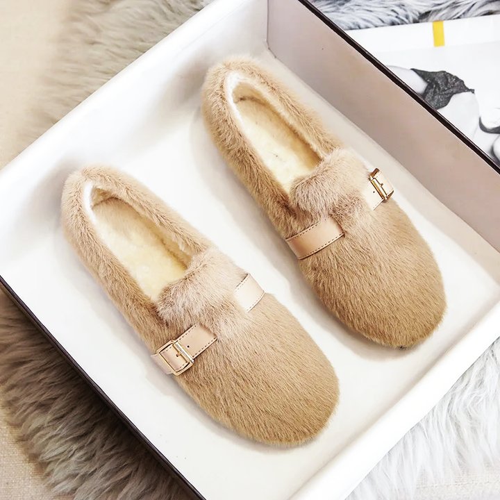 Mary Jane Plush Slide Shoes