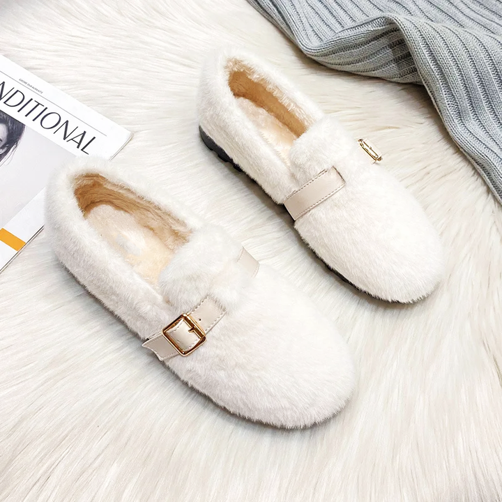 Mary Jane Plush Slide Shoes