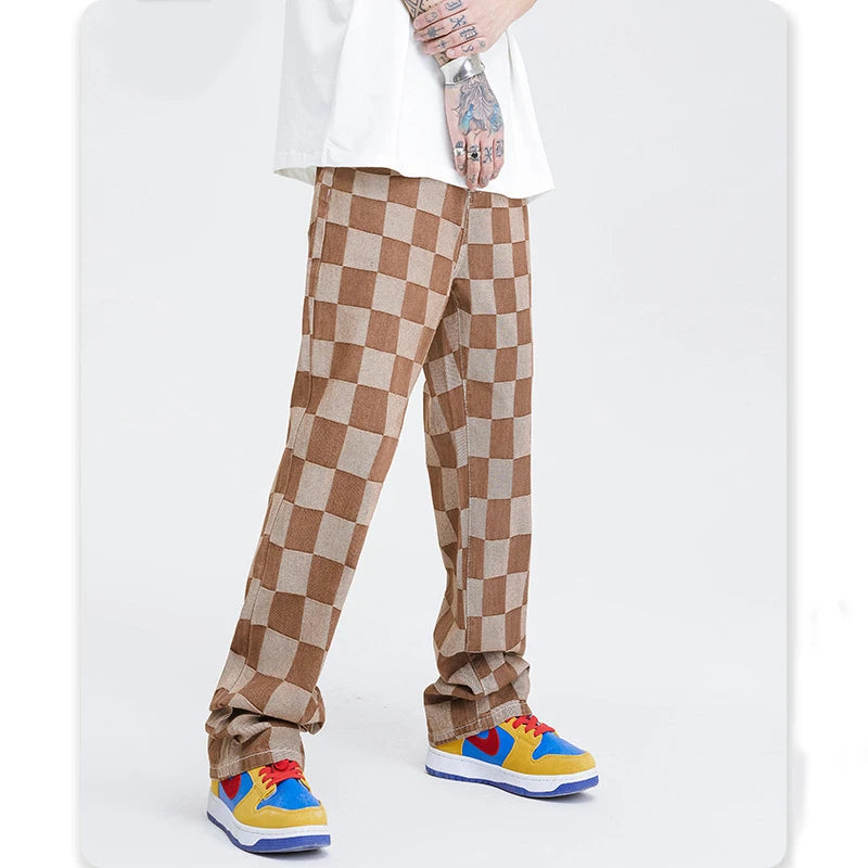 Relaxed Checkered Jeans
