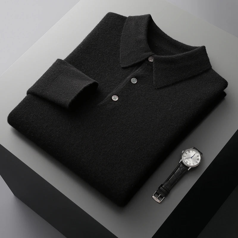 CLADO LONG-SLEEVE MERINO POLO SWEATER