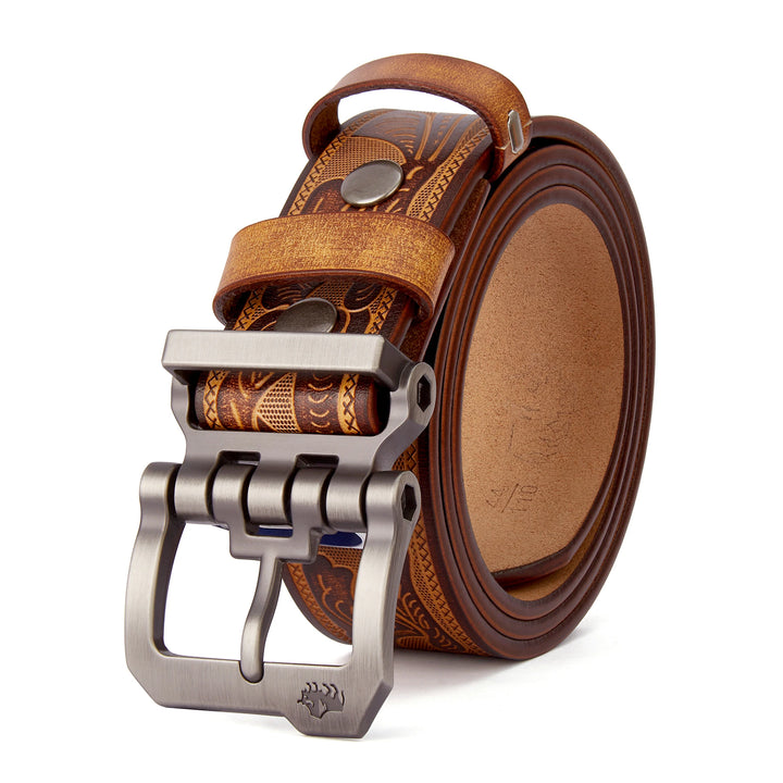 Exquisite Leather Carved Detail Belt