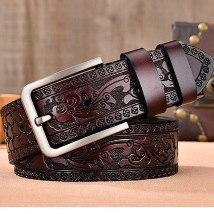 Artisan Carved Leather Belt